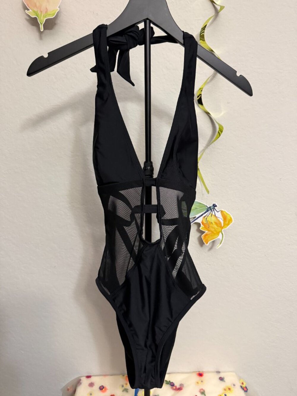 Cupshe Black Mesh Cutout One-Piece Swimsuit - Picture 4 of 5